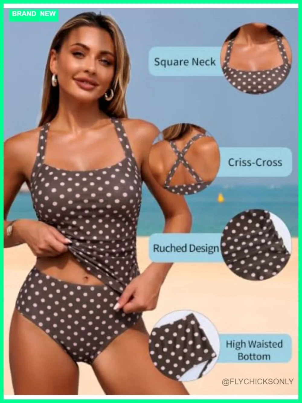 ZAFUL Tankini Swimsuits for Women Tummy Control Two Piece Bathing Suit with